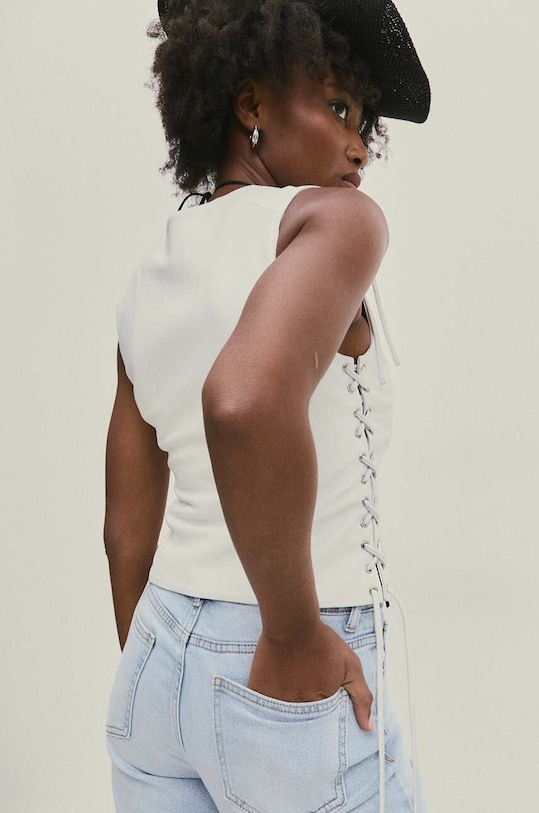 Ρούχα Δερμάτινο γιλέκο Answear.LAB WA24.KZD001 λευκό