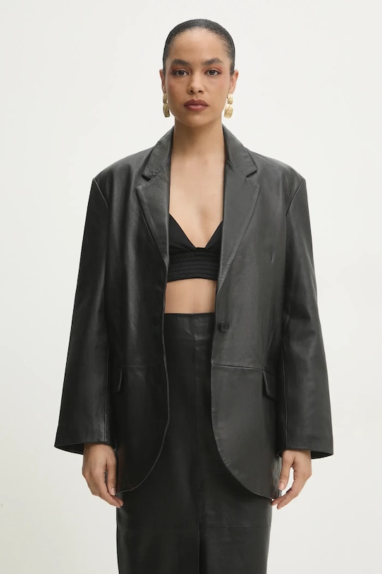 Answear.LAB marynarka skórzana skóra naturalna czarny WA24.KZD0O5