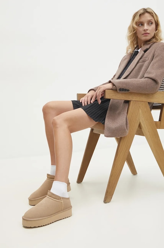 Answear Lab cizme de zapada din piele intoarsa izolat bej TXS.202309027.cd