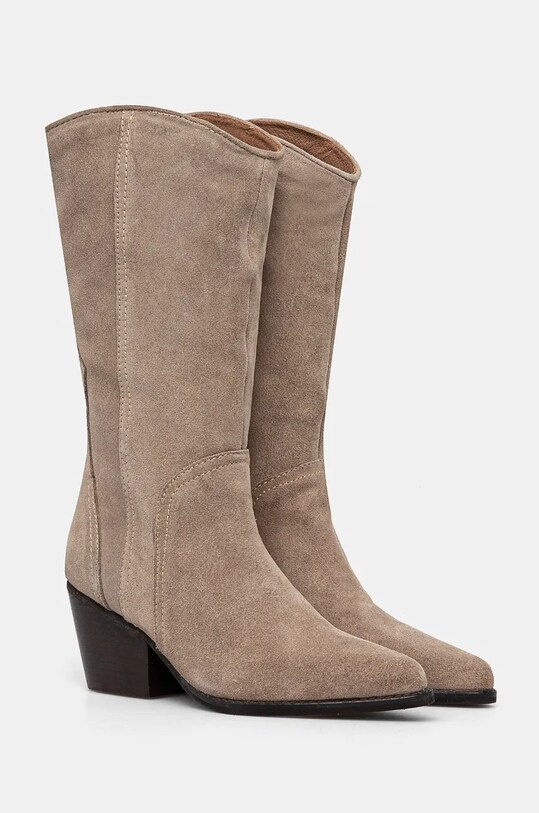 Answear Lab cizme de cowboy din piele intoarsa 41839.IJS bej WA24
