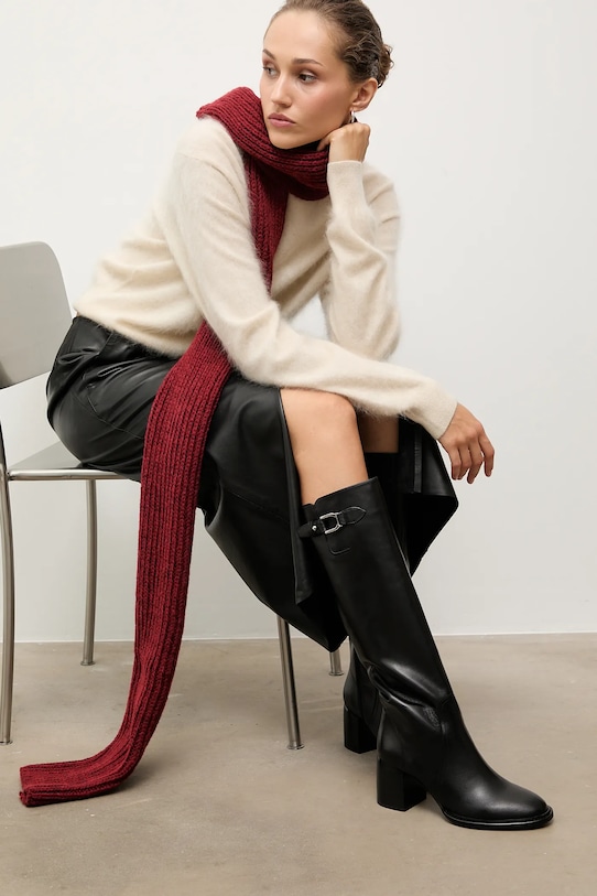 Kožené kozačky Answear.LAB nezateplené černá LT938.V1652.cd