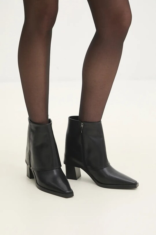 Answear Lab cizme de piele 5-8 cm negru 727752.HWK