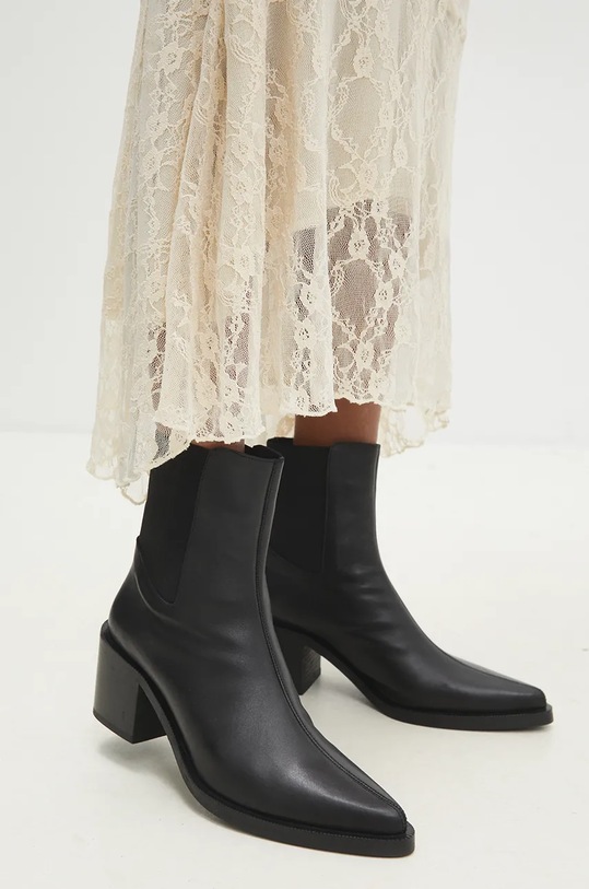 Answear Lab ghete chelsea de piele 5-8 cm negru 47311.TRAT