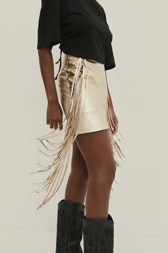 Kožená sukně Answear.LAB WA24.SDD001 zlatá WA24