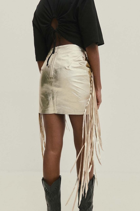 Kožená sukně Answear.LAB zlatá WA24.SDD001