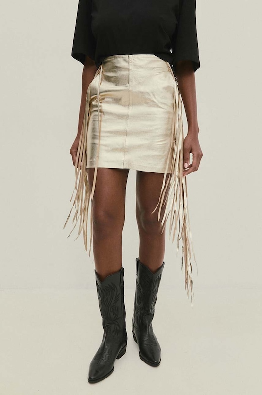 Kožená sukně Answear.LAB WA24.SDD001 zlatá