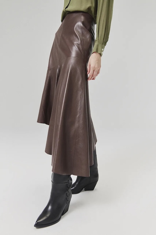 Answear.LAB spódnica skórzana casual brązowy WA24.SDD004