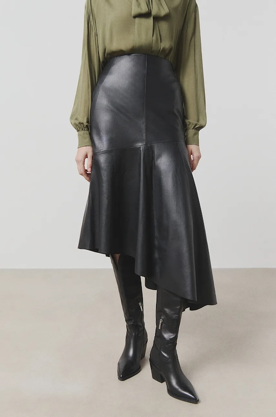 Answear Lab fustă de piele WA24.SDD004 negru WA24