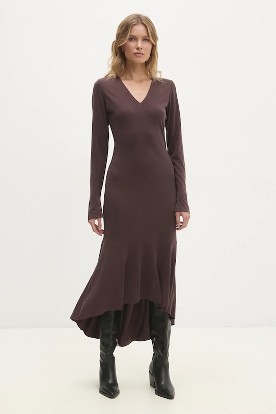 Платье Answear.LAB длинный коричневый WA24.SUD007