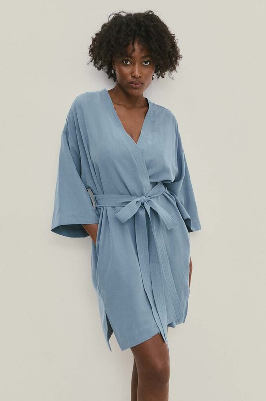Answear Lab rochie din in mini albastru WA24.SUD019