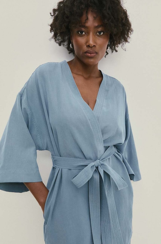 Φόρεμα με λινό Answear.LAB WA24.SUD019 μπλε