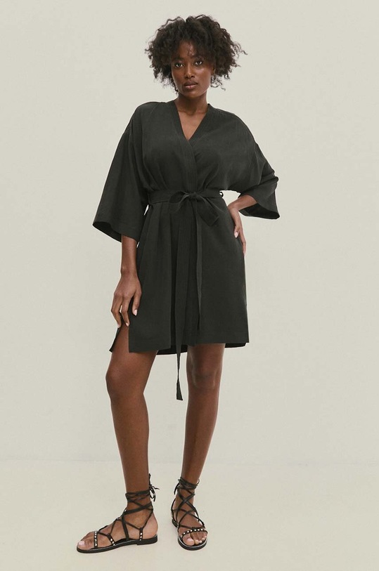 Answear Lab rochie din in mini negru WA24.SUD019