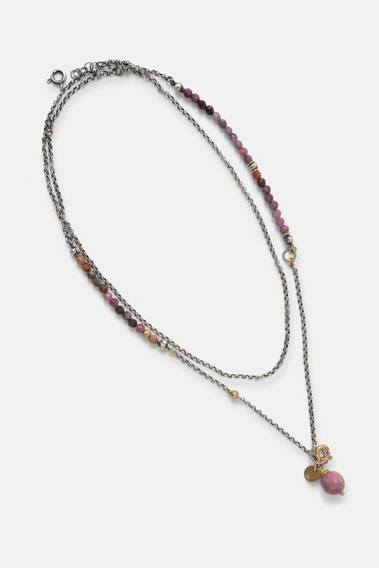 Answear.LAB naszyjnik z rubinem i turmalinem, ręcznie wykonany ze srebra pokrytego złotem kamień naturalny fioletowy WA25-ASD014