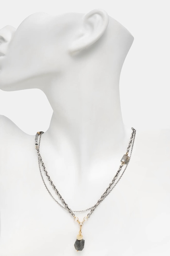 Answear.LAB naszyjnik z labradorytem, ręcznie wykonany ze srebra pokrytego złotem WA25-ASD015 szary WA25