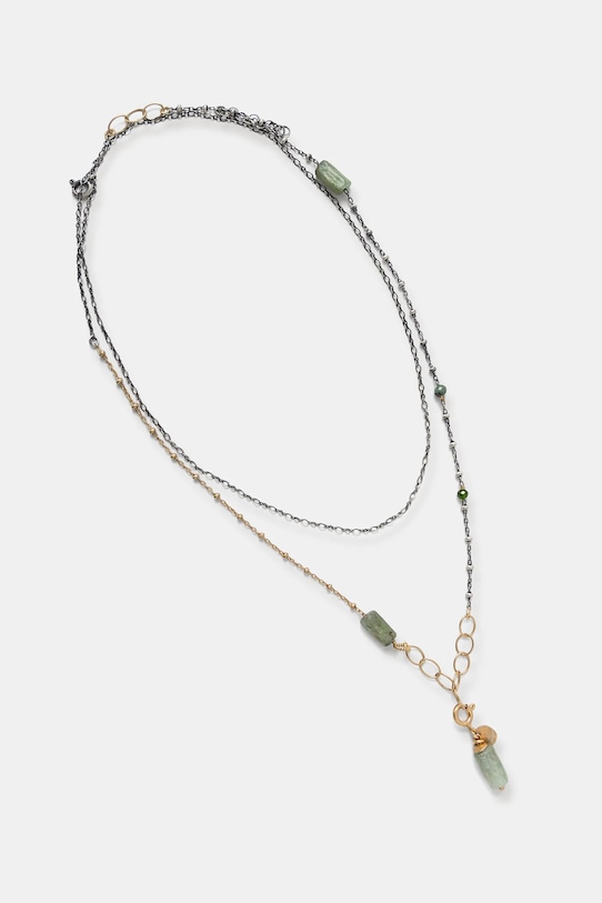 Answear.LAB naszyjnik z kyanitem zielonym ręcznie wykonany ze srebra pokrytego złotem kamień naturalny zielony WA25-ASD016