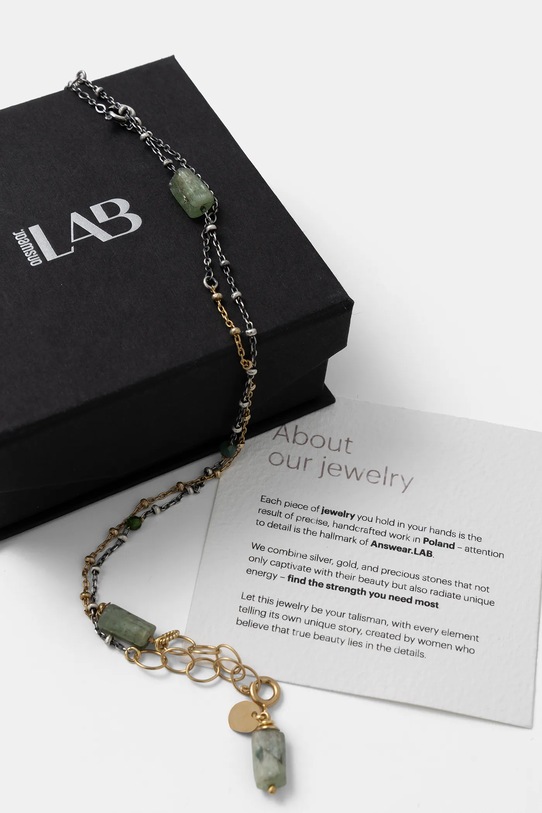 Akcesoria Answear.LAB naszyjnik z kyanitem zielonym ręcznie wykonany ze srebra pokrytego złotem WA25-ASD016 zielony