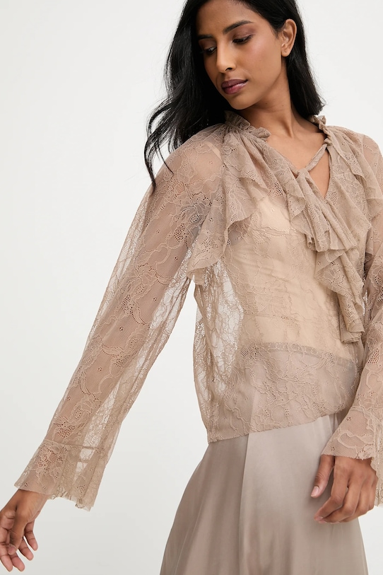 Answear.LAB bluza legat maro 93210