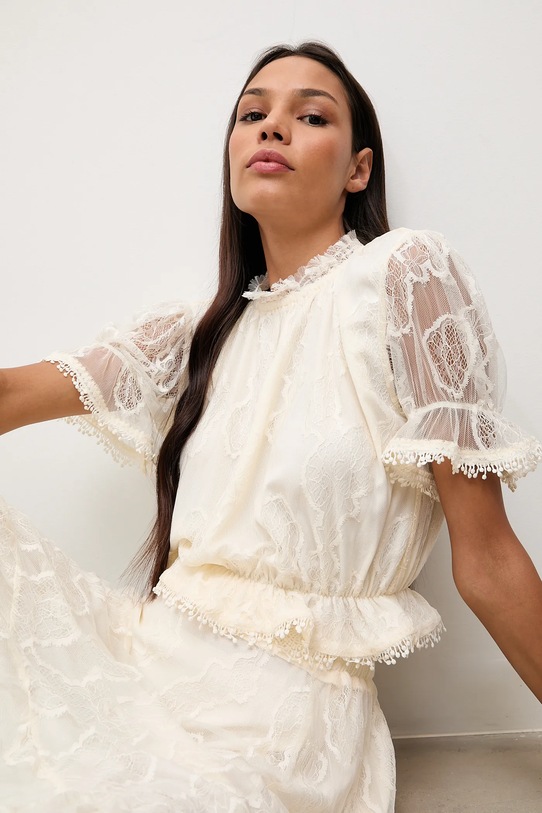 Blúzka Answear.LAB jednofarebný béžová 80987.FLK