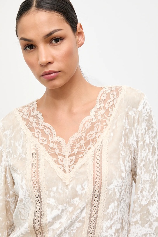 Zamatová blúzka Answear.LAB 81057.FLK béžová