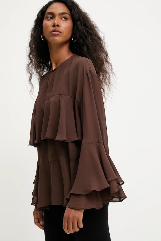 Answear.LAB camicetta semplice marrone ST.BL1307.tos