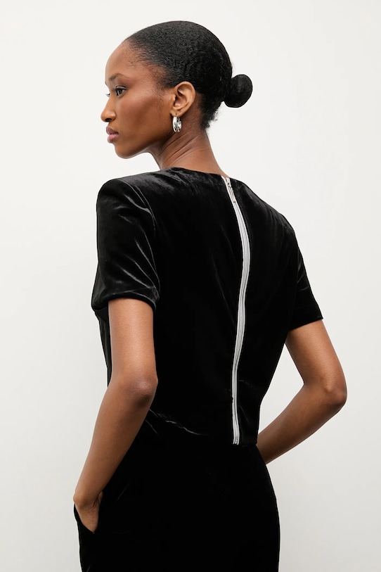 Answear.LAB bluzka welurowa z elastanem czarny 3081