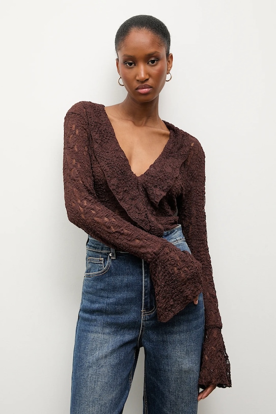 Bluza Answear.LAB bez uzorka smeđa 71751.TOS
