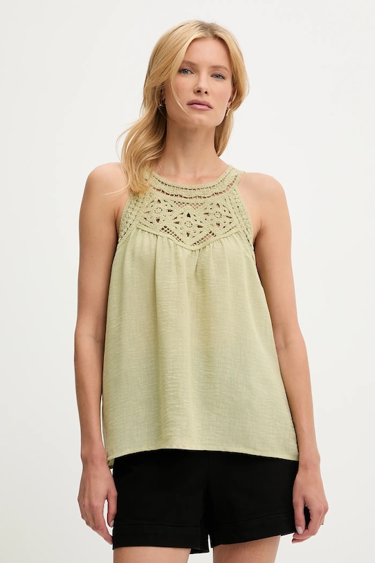 Bavlněná halenka Answear.LAB bez rukávů zelená QX1306