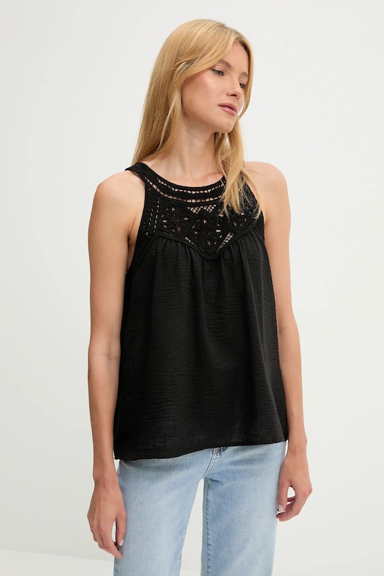 Bavlněná halenka Answear.LAB bez rukávů černá QX1306