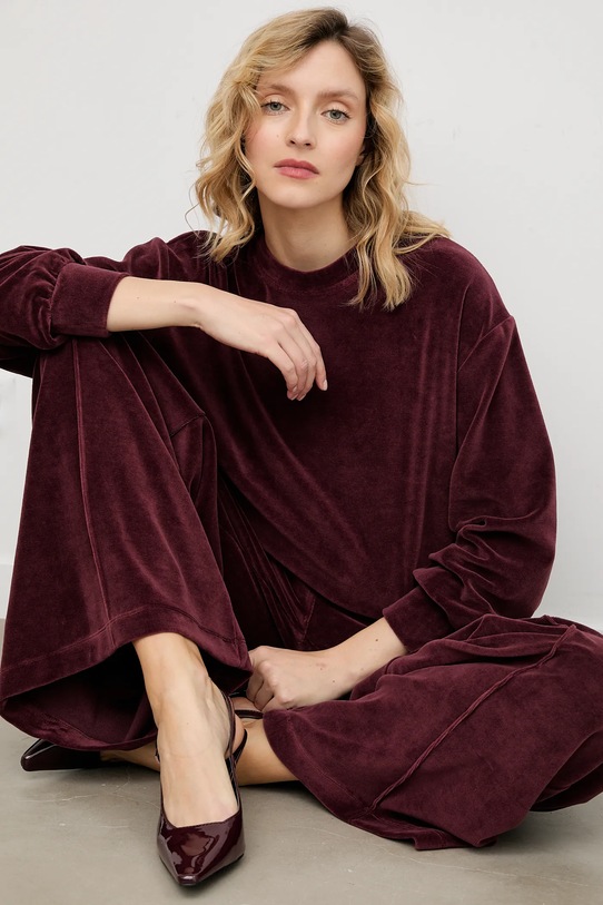 Answear.LAB bluza welurowa pozostałe bordowy SS0162.TOS