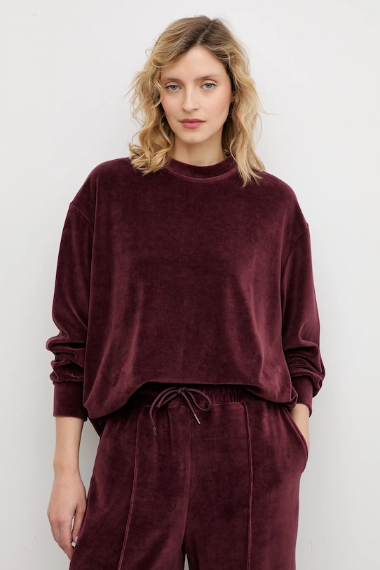 Answear.LAB bluza welurowa bordowy SS0162.TOS