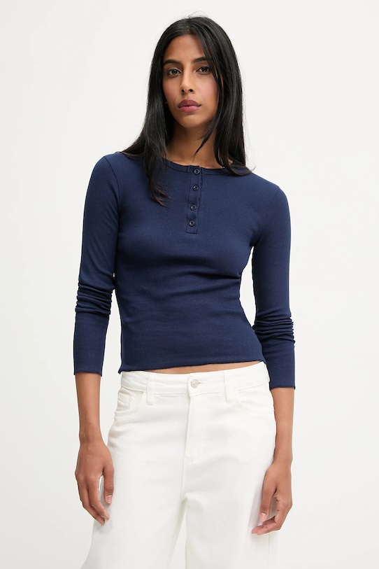 Answear.LAB longsleeve fixat bleumarin IVVI.BUTTON.tos