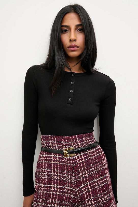 Answear.LAB longsleeve IVVI.BUTTON.tos negru WA25