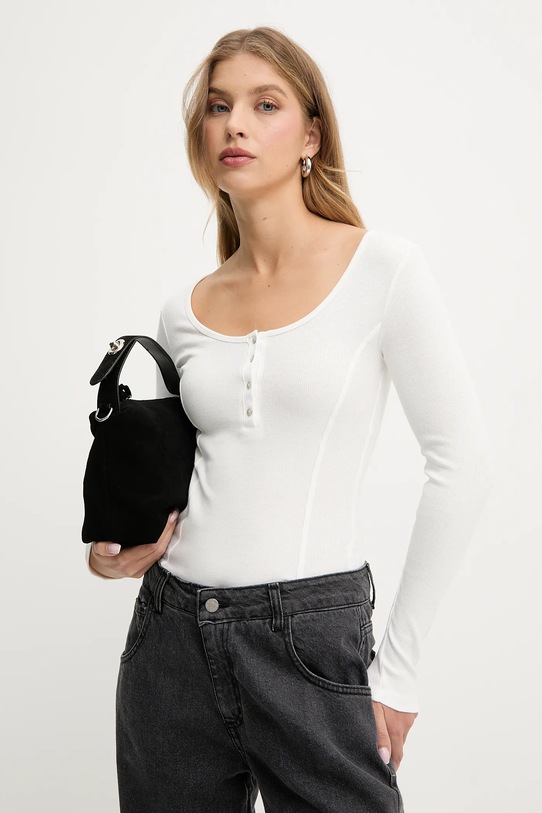 Answear.LAB longsleeve z elastanem biały IVVI.33.TOS