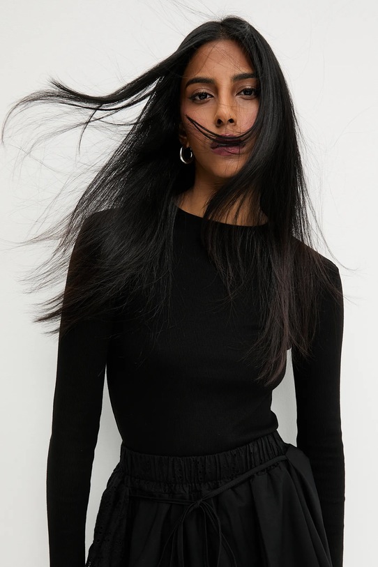 Answear.LAB longsleeve IVVI.PLAIN.TOS negru