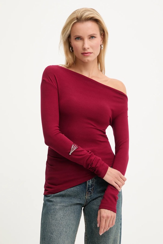 Answear.LAB longsleeve z elastanem bordowy 16527.TOS