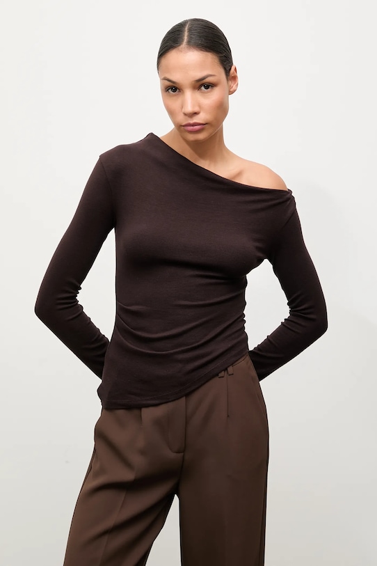 Tričko s dlhým rukávom Answear.LAB hnedá 16527.TOS