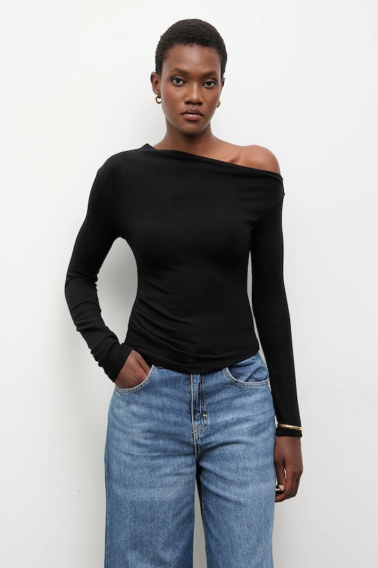 Tričko s dlhým rukávom Answear.LAB čierna 16527.TOS