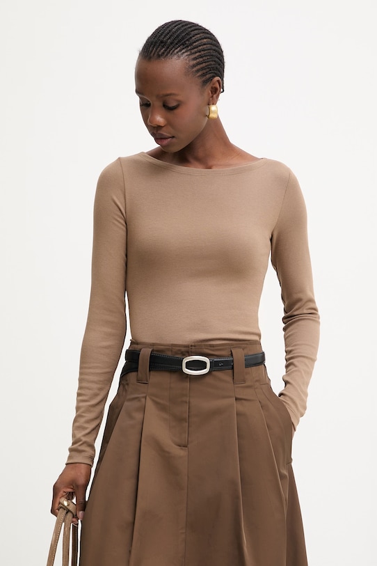 Answear.LAB longsleeve brązowy dv.hit.sng.tak