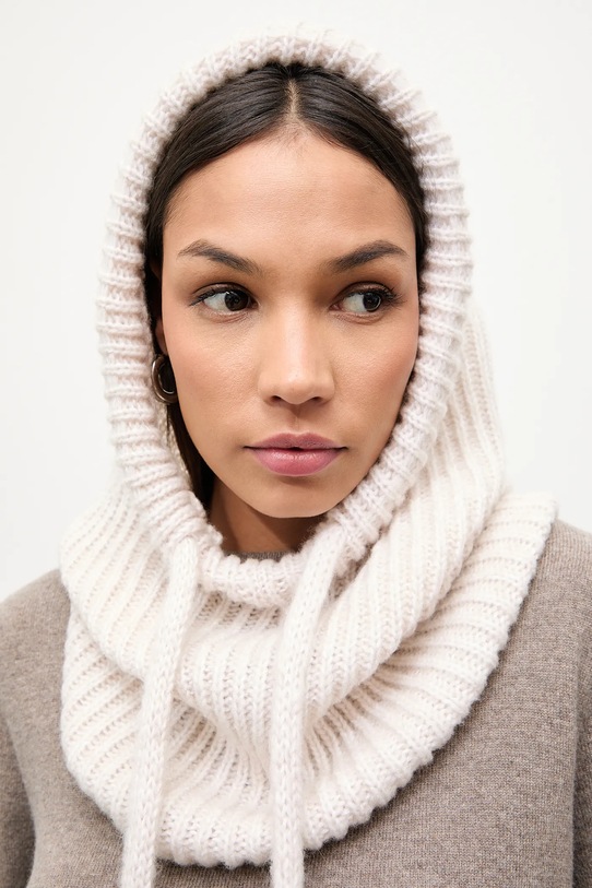 Answear.LAB kominiarka z wełną merino gruba beżowy balaklava