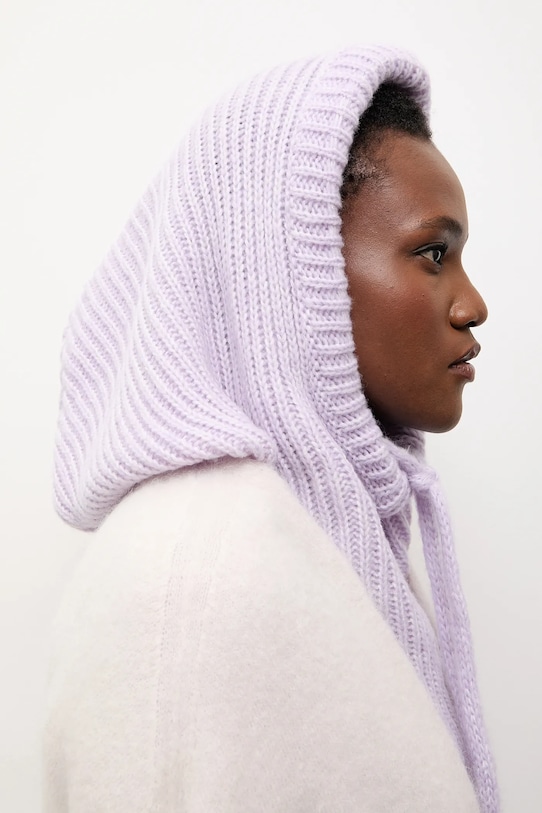 Answear.LAB kominiarka z wełną merino gruba fioletowy balaklava