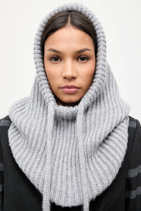 Answear.LAB kominiarka z wełną merino gruba szary balaklava