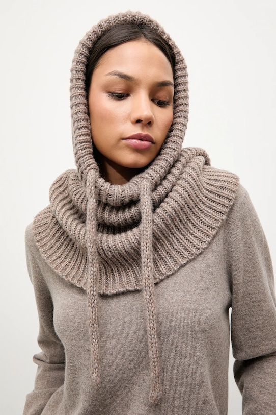 Answear.LAB kominiarka z wełną merino beżowy balaklava