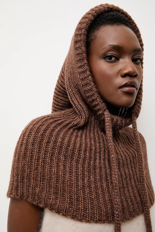 Answear.LAB kominiarka z wełną merino brązowy balaklava