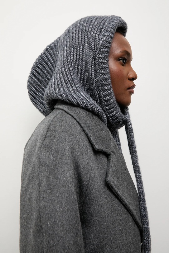 Balaclava z volno Answear.LAB Debela siva balaklava