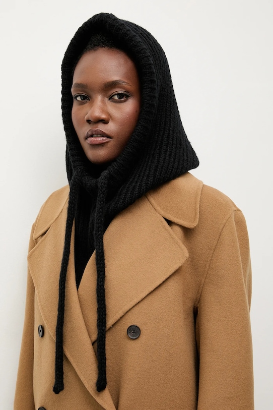 Kukla s vlnou Answear.LAB hrubá čierna balaklava