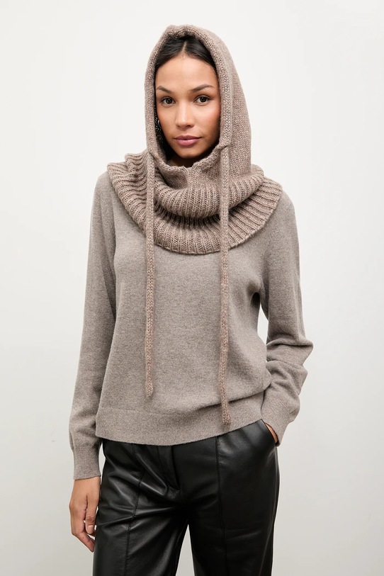 Answear.LAB kaptur z wełną merino balaklava2 beżowy