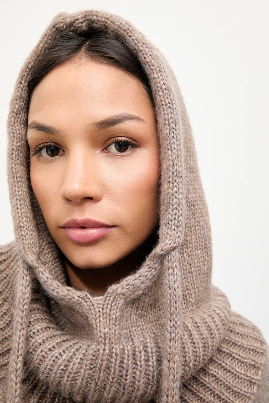 Answear.LAB kaptur z wełną merino beżowy balaklava2