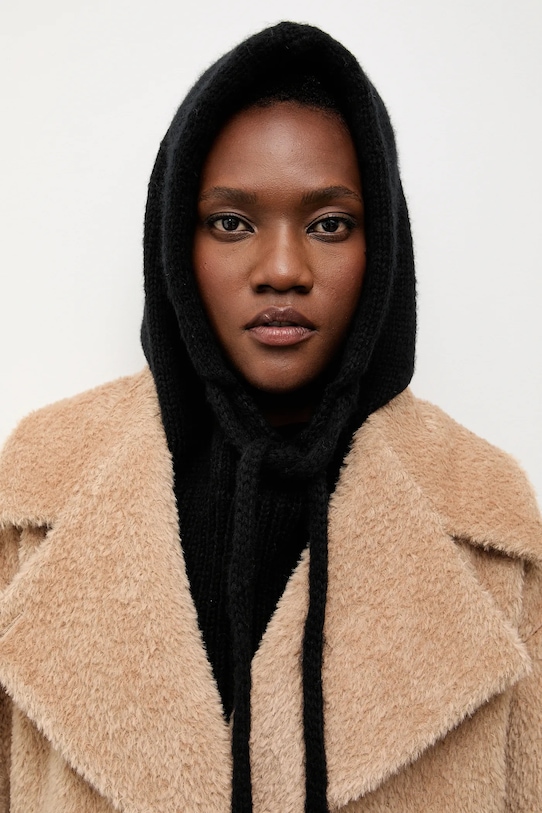 Answear.LAB kaptur z wełną merino gruba czarny balaklava2