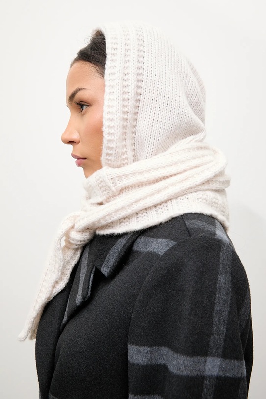 Answear.LAB kaptur z wełną merino melanż beżowy 2505046-016