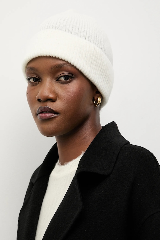 Answear.LAB czapka z wełną merino gruba beżowy czapka1